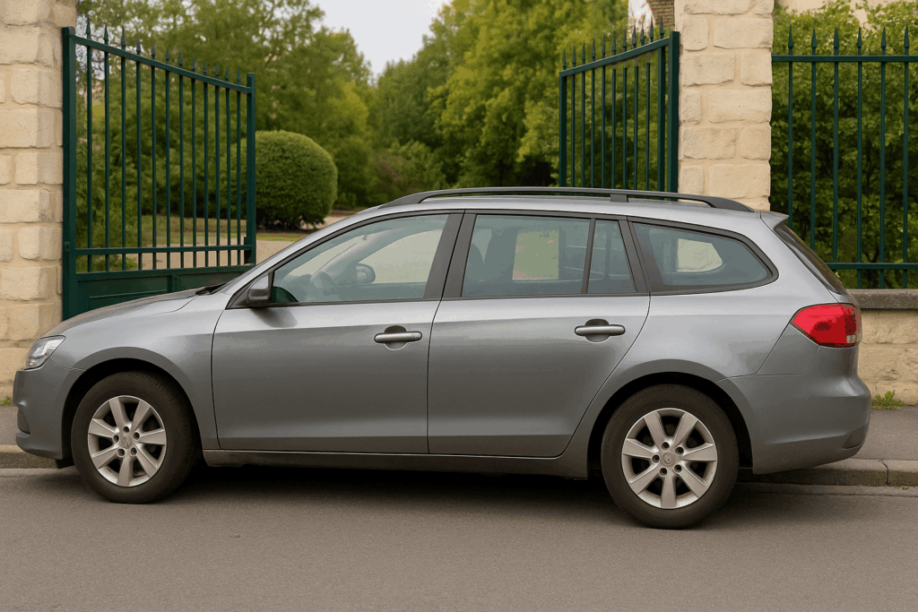 Voiture garée devant une sortie de véhicule à Annecy