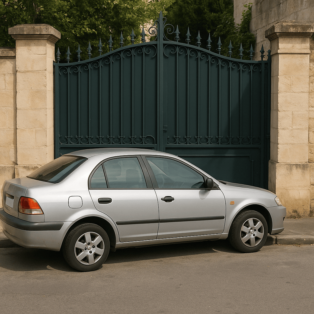 Voiture garé devant un portail à Concarneau