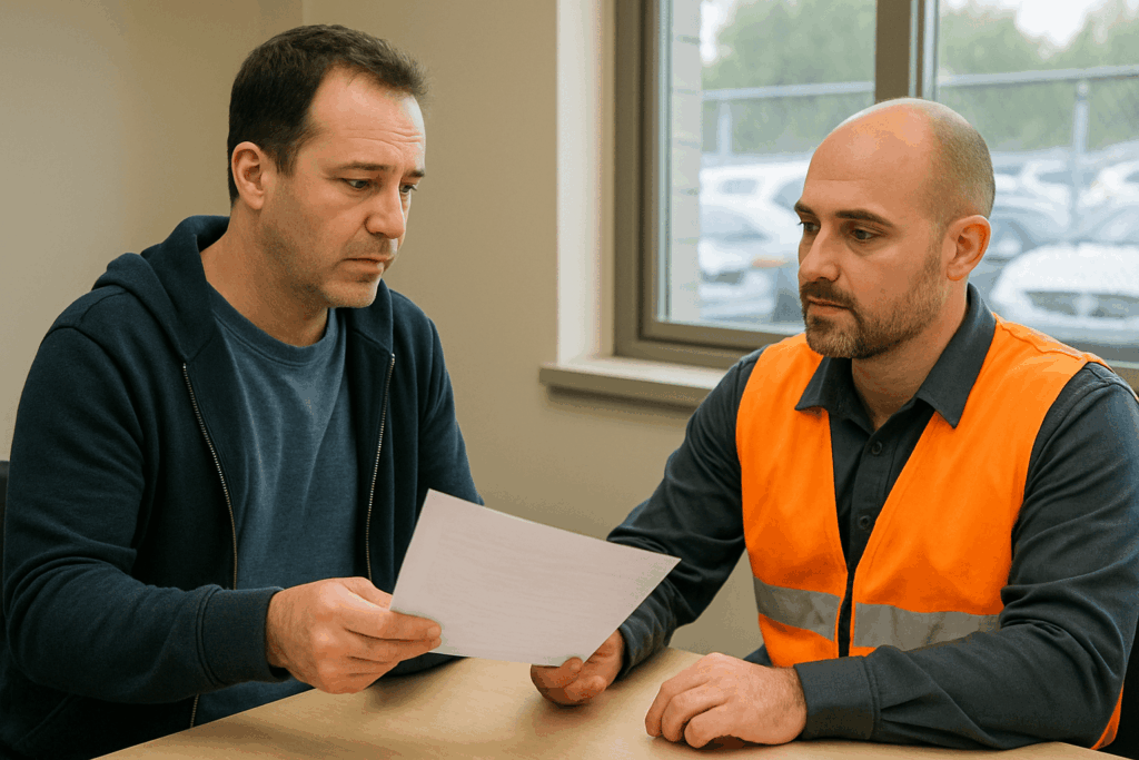 Personne récupérant son véhicule à la fourrière