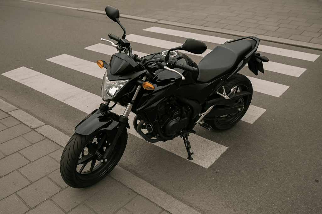 Moto garée sur un passage piéton à Quimper
