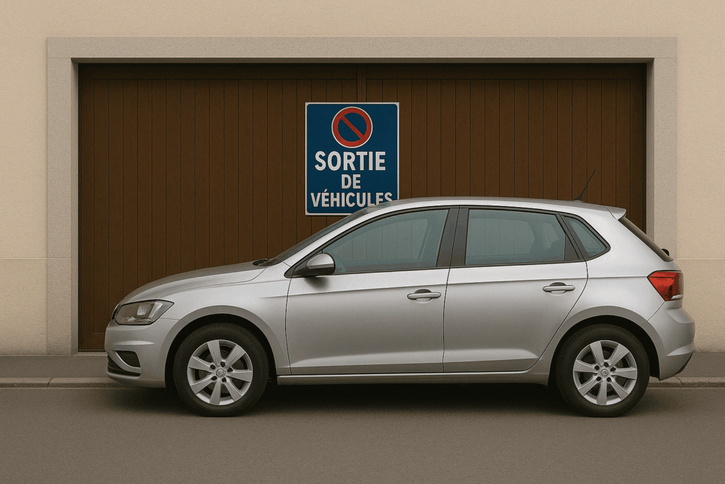 Véhicule garé devant une sortie de véhicule dans la région Grand Est