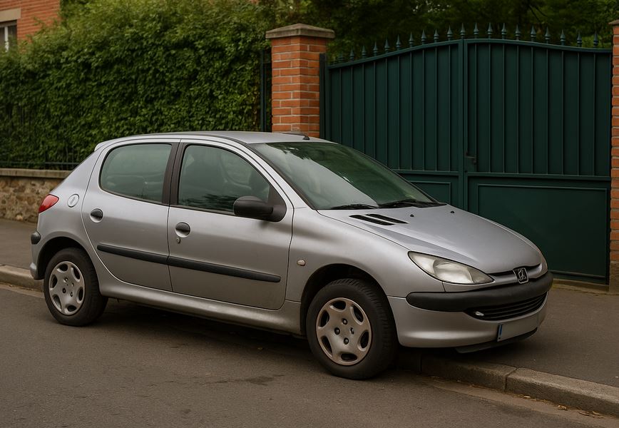 Véhicule garé devant un portail à Sotteville-lès-Rouen