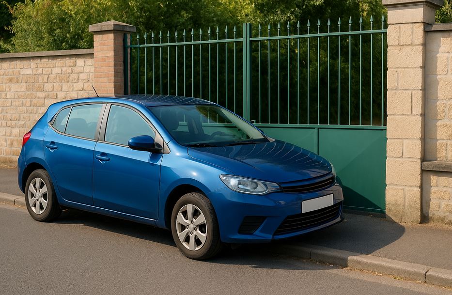 Voiture devant un portail à Vaulx-en-Velin