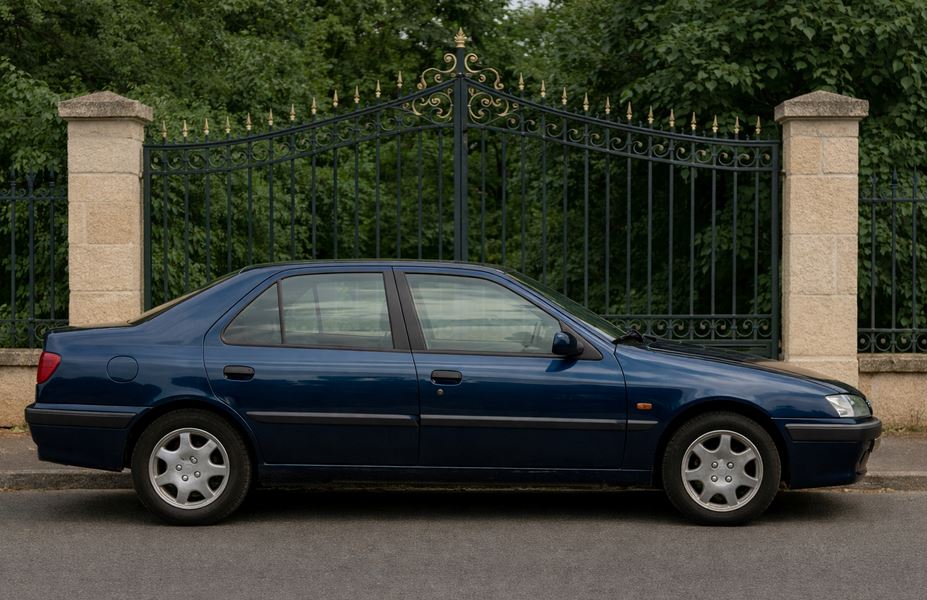 Voiture garée devant un portail