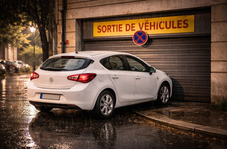 Véhicule garé devant une sortie de véhicules à Illkirch-Graffenstaden