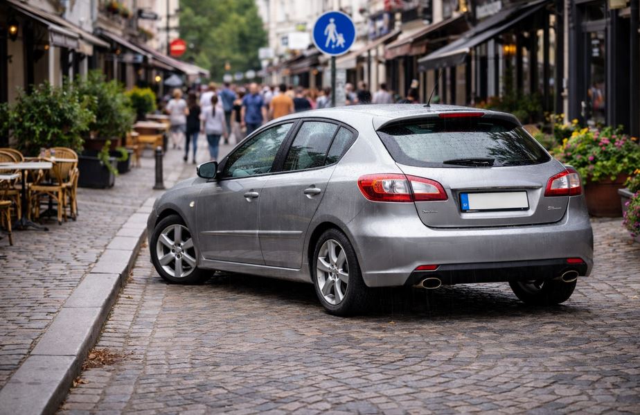 Voiture dans une rue piétonne à Maisons-Laffitte