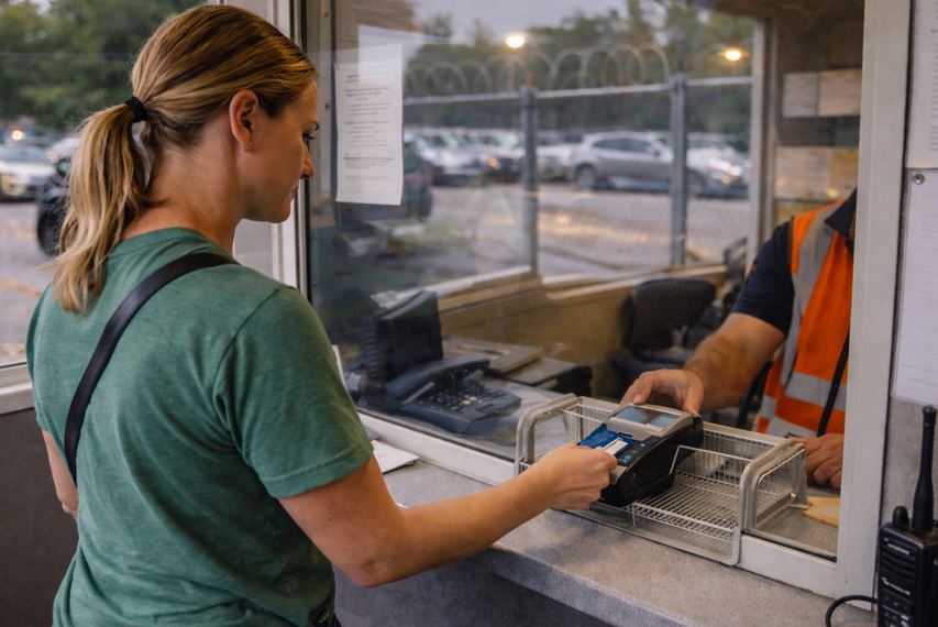 Femme réglant des frais de fourrière à Meaux